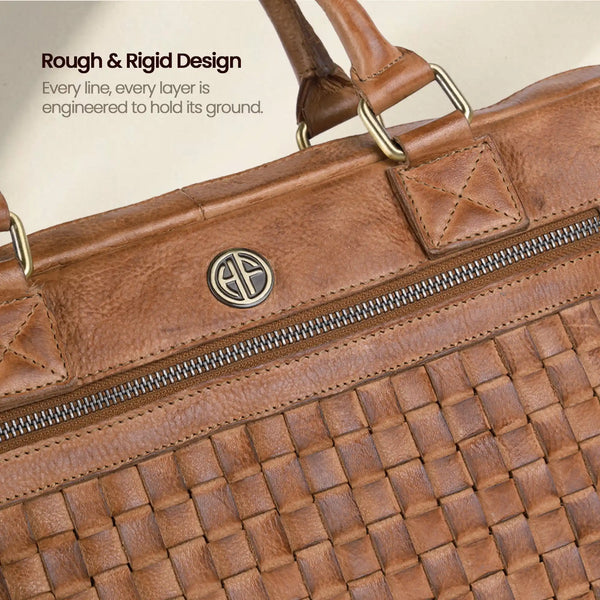 Genuine Leather Office Bag for Men, 15.6" Professional Leather Laptop Bag for Men for Office, Travel, Daily Use, Adjustable Strap & Multi Compartments, 1 Year Warranty