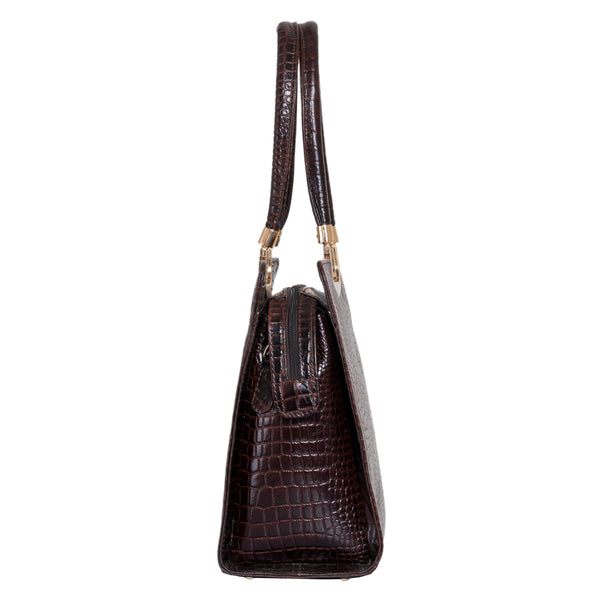 Genuine Leather Handbag Croco Textured Print image 3