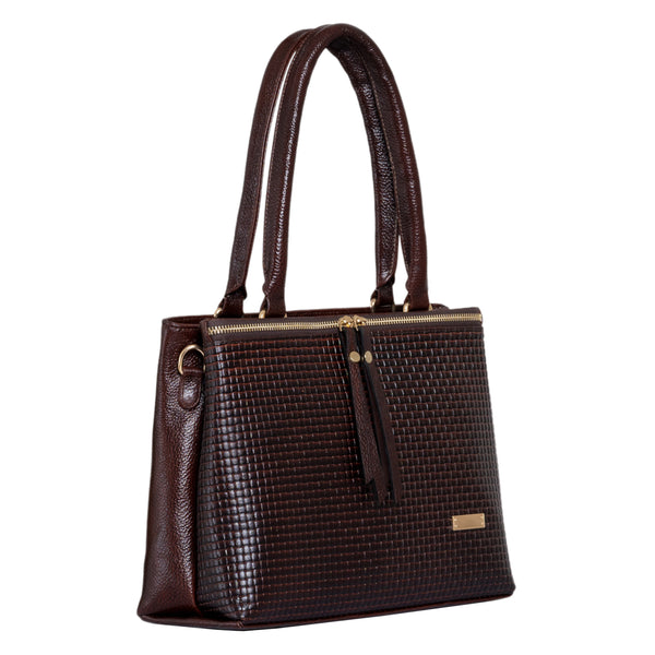 Natural Leather Ladies Handbag Front Metal Chain image 2
