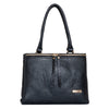 Natural Leather Ladies Handbag Front Metal Chain - Black image