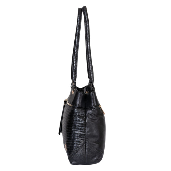 Genuine Leather Handbag Metal chain BG image 4