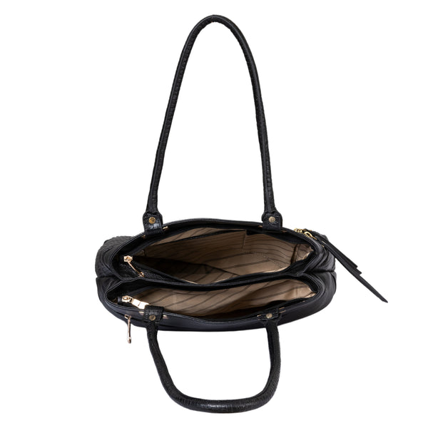 Genuine Leather Handbag Metal chain BG image 5